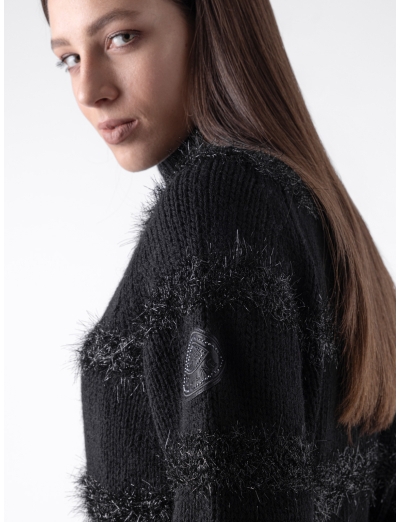 Schwarzer Lurex-Pullover
