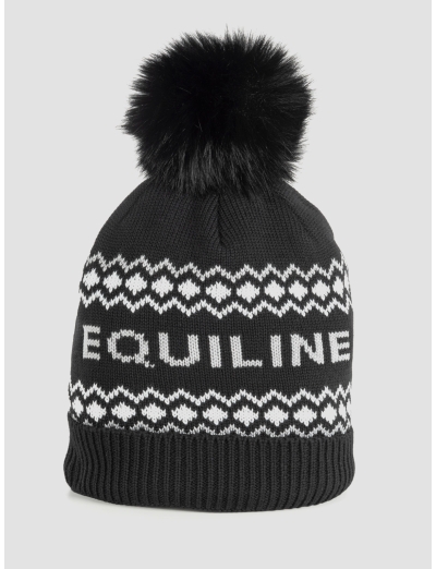 Black knitted pon pon hat