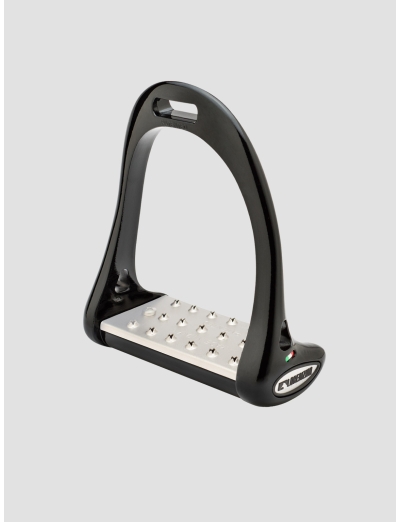 STIRRUPS SET TITANIUM PLATE 5 CM DRESSAGE GLOSSY BLACK