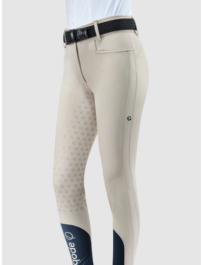Beige women's full grip breeches with high waist