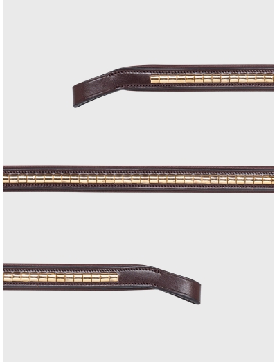 BROWN BROWBAND WITH GOLD CLINCHER