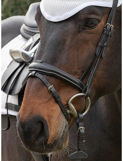NOIR MUSEROLLE AVEC BOUCLE EN CAOUTCHOUC AMOVIBLE POUR LE PASSAGE DU NOSEBAND