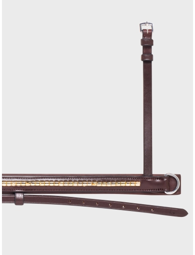 MARRON MUSEROLLE SUÉDOISE AVEC DOUBLURE ASSORTIE ET CLINCHER DORÉ