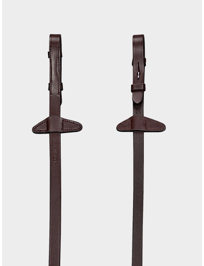 ZÜGEL MIT 6 LEDERSTOPPERN UND MARTINGALSTOPPER IN NEUER FORM BRAUN