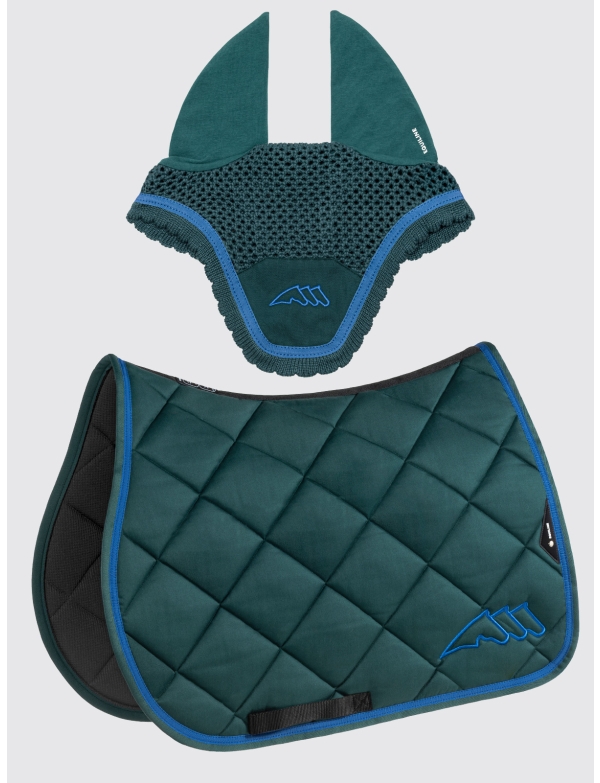 EQCHROMA - Green rombo saddle  pad and earnet kit