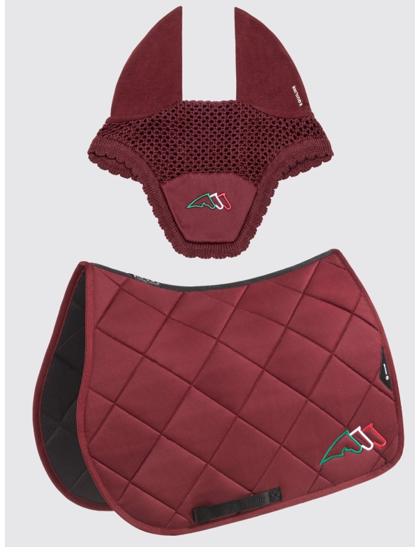 EQTRICOLORE - Bordeaux rombo saddle pad and earnet kit with tricolor logo