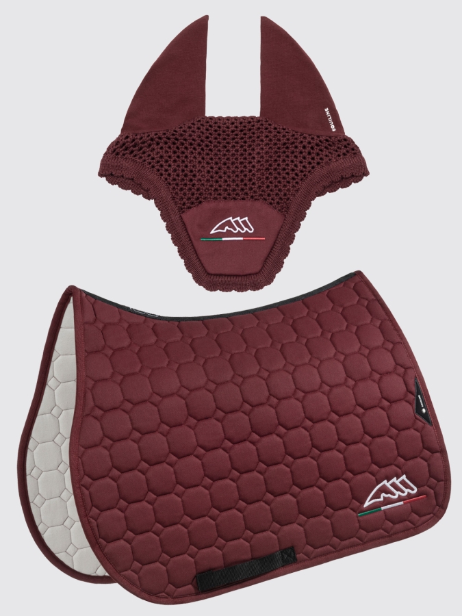 EQFLAGGY - Kit sottosella octagon e cuffietta bordeaux con bandiera italiana