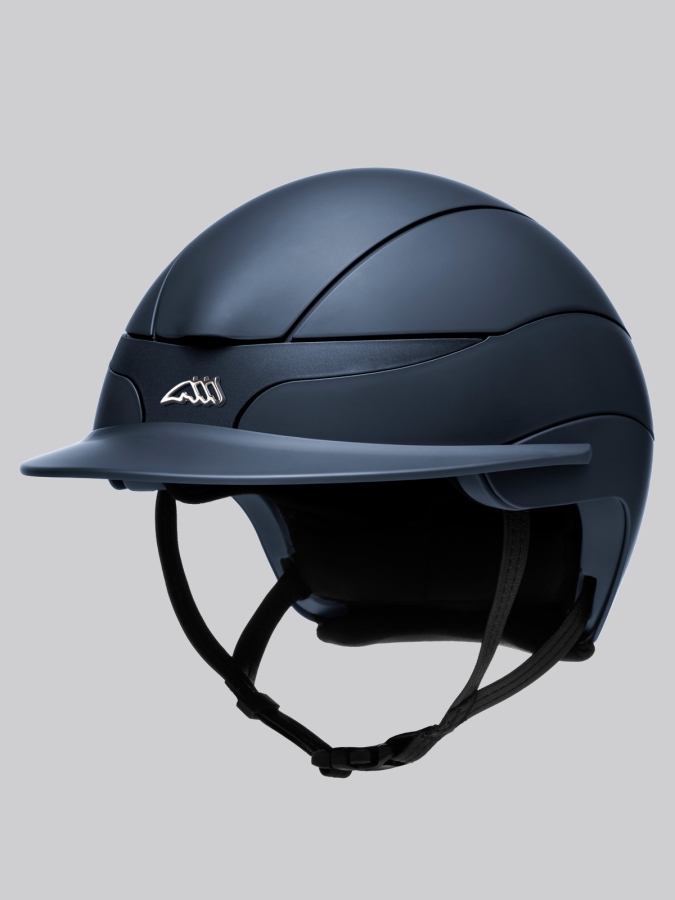 XANTO - mattblauer Helm mit Metalllogo und Standard-Visier