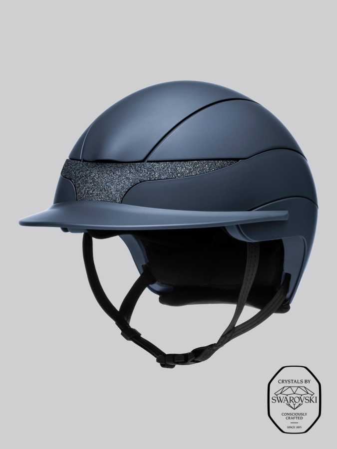 XANTO - matte blue helmet with Swarovski crystals on the front band and standard visor