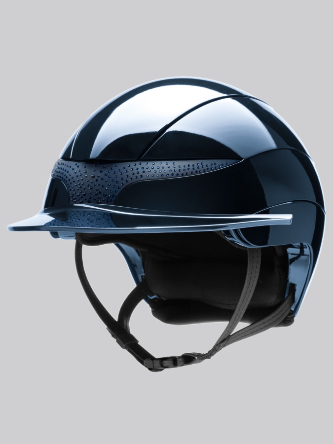 XANTO - glänzend blauer Helm mit Strasssteinen und Standard-Visier