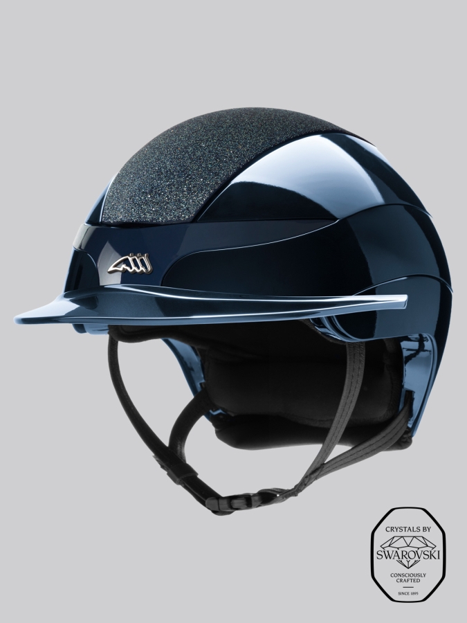 XANTO -  casco standard visor blu lucido con top in Swarovski e logo