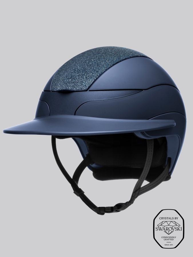 XANTO - matte blue sun visor helmet with Swarovski top