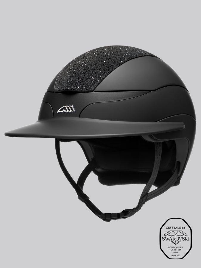XANTO - matte black sun visor helmet with Swarovski top and logo