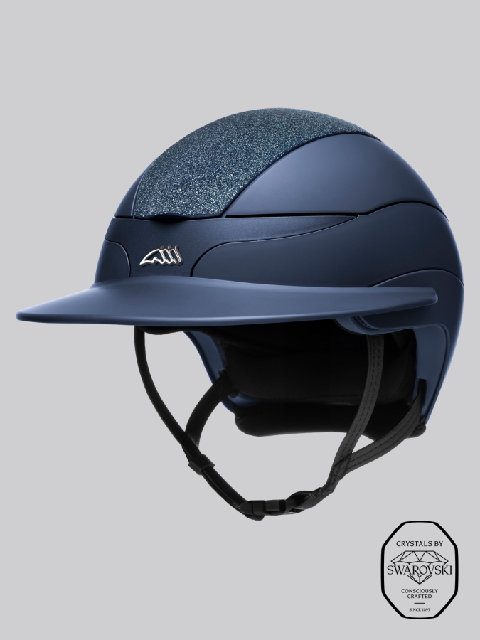 XANTO - casco sun visor blu opaco con top in Swarovski e logo