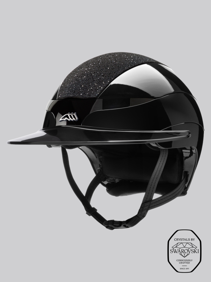 XANTO - casco sun visor nero lucido con top in Swarovski e logo
