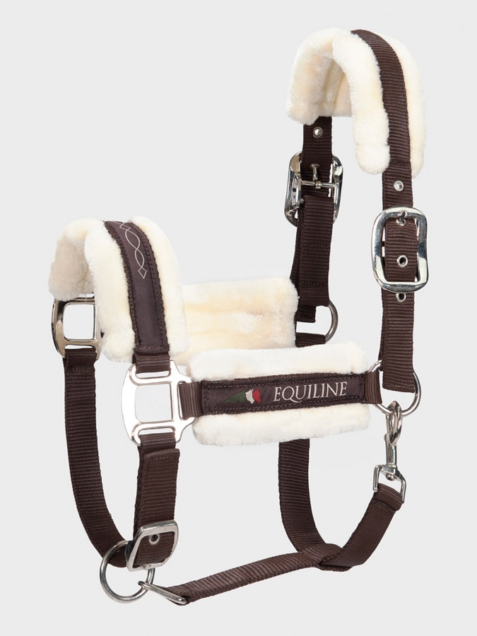TOM - halter with lambskin brown