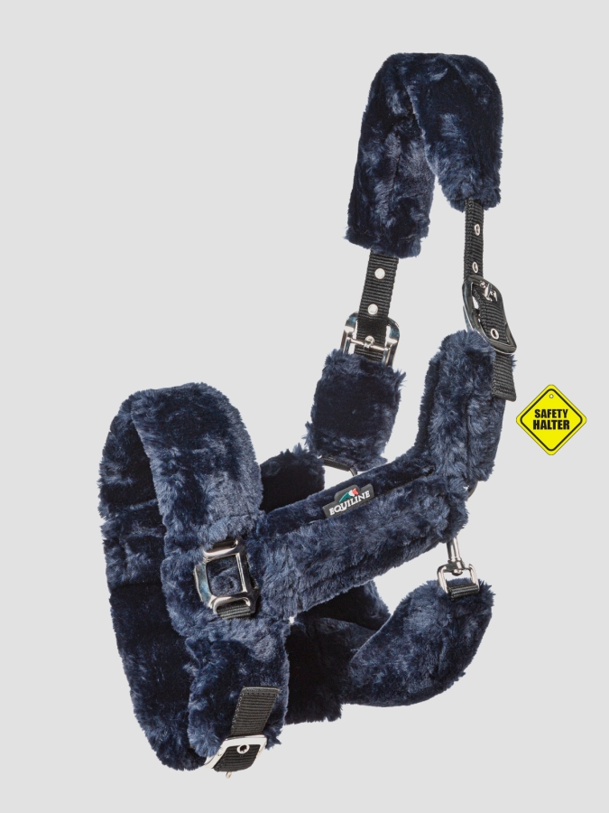 TERRIS - capezza ricoperta in agnello con chiusura sicurezza blu navy