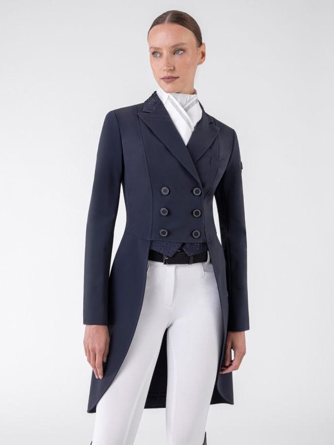 MARILYN &ndash; Frac da competizione sartoriale da donna blu con strass