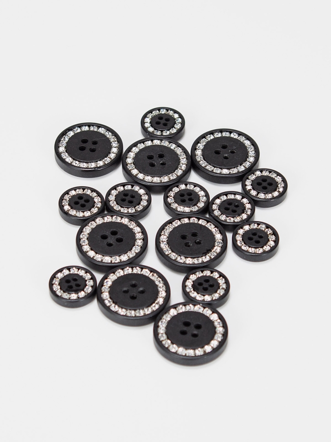 TAILCOAT'S BUTTONS KIT   BLACK W/CRYSTAL RHINESTONE