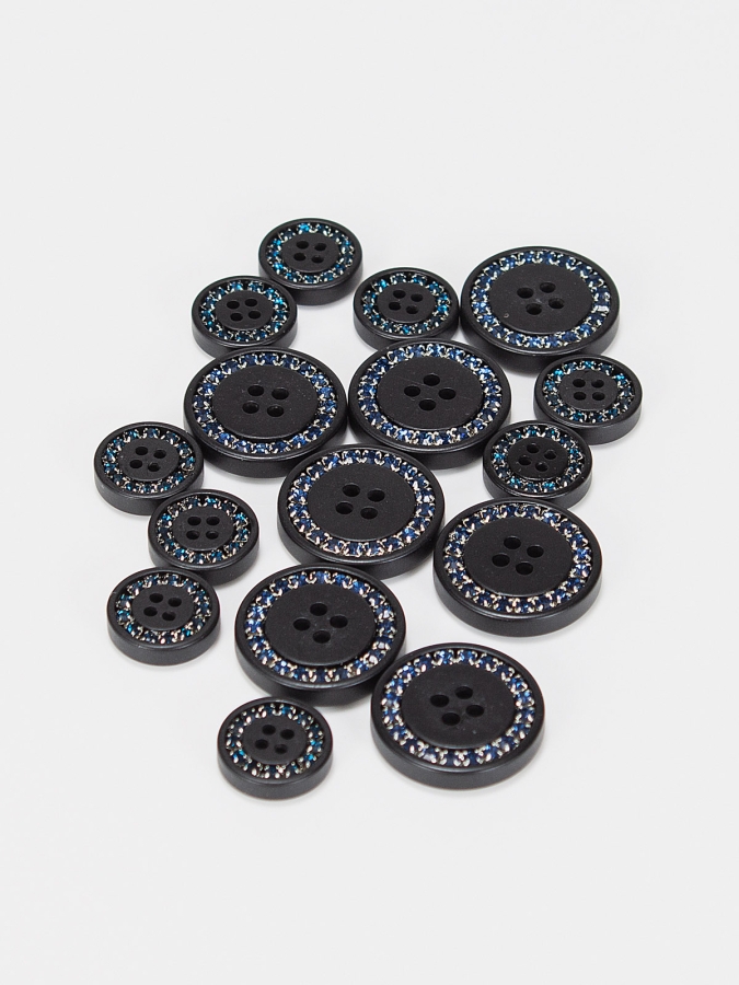 TAILCOAT'S BUTTONS KIT   BLACK W/BLUE RHINESTONE