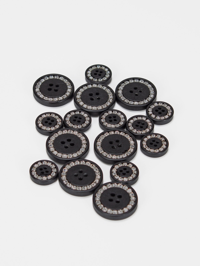 TAILCOAT'S BUTTONS KIT   BLACK W/GREY RHINESTONE