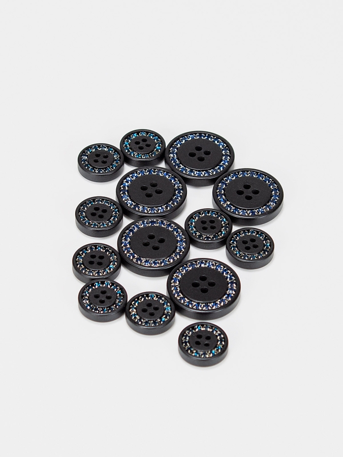 KIT BOTTONI PER GIACCHE COMPETIZIONE NERO STRASS BLU