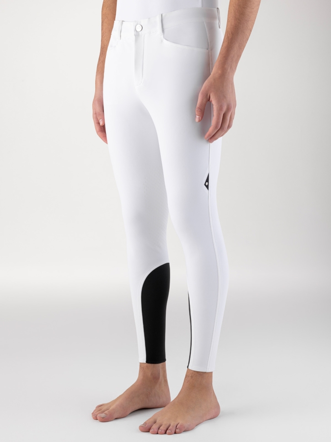 ALBERTK – Pantaloni da uomo B-MOVE bianchi comfort fit con grip ginocchio