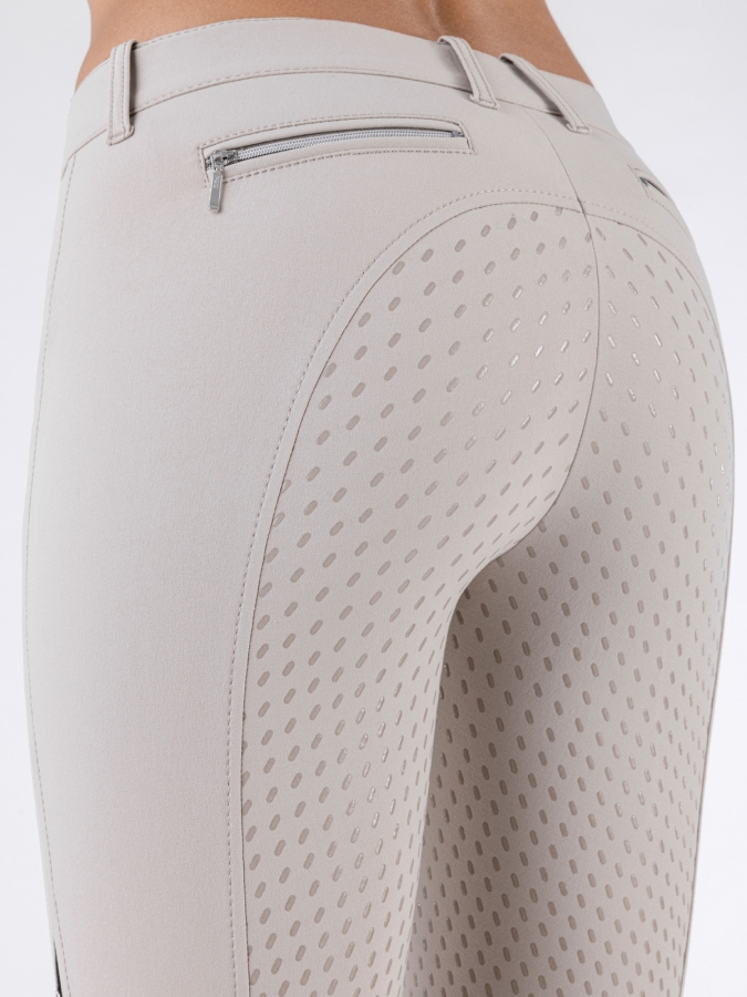 CEDAR &ndash; Pantaloni da donna beige con full grip e tasca con zip