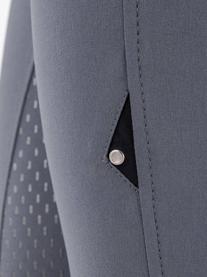 Grey women's full grip breeches with zipped pocket | Women's horse