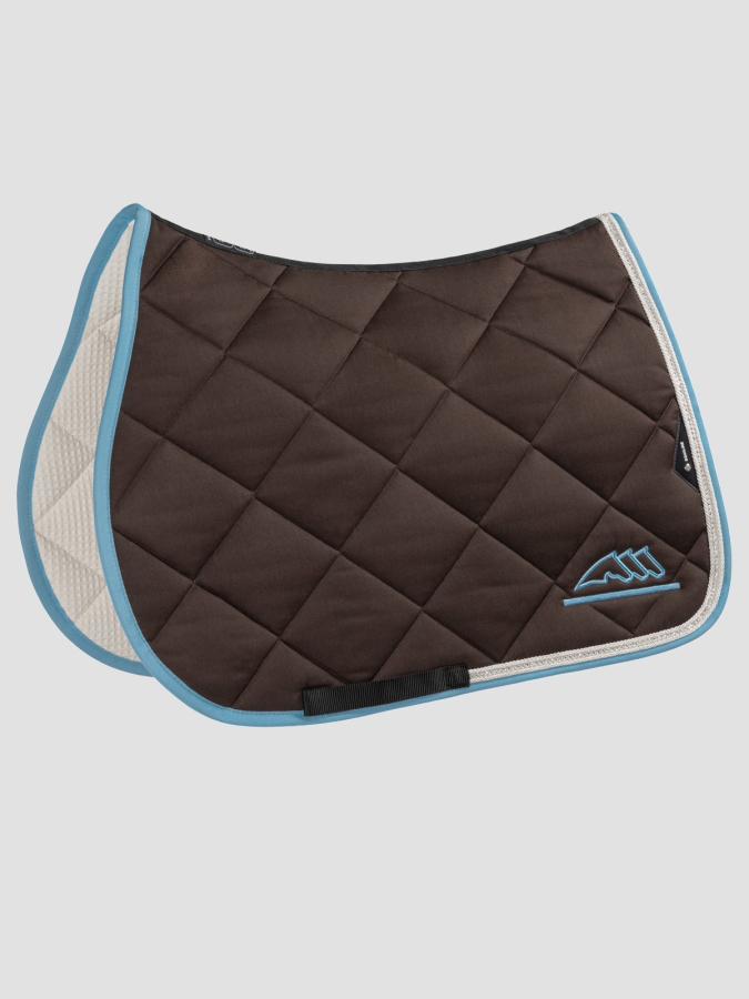 Sottosella rombo marrone con strass bianchi e dettagli azzurri