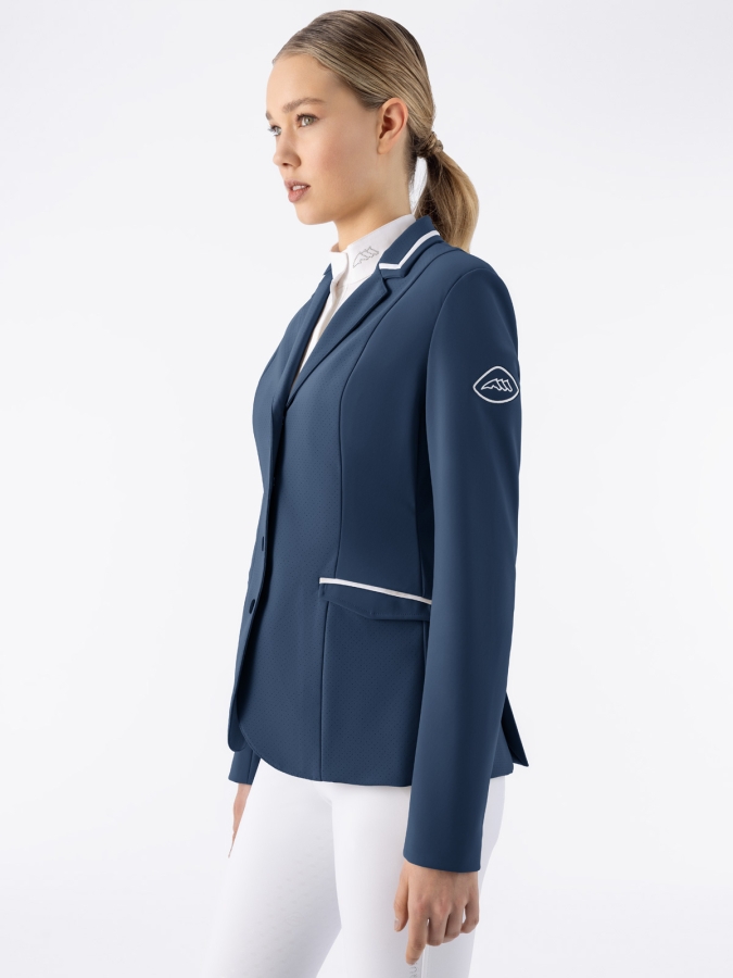 Giacca competizione dark denim con inserti bianchi da donna