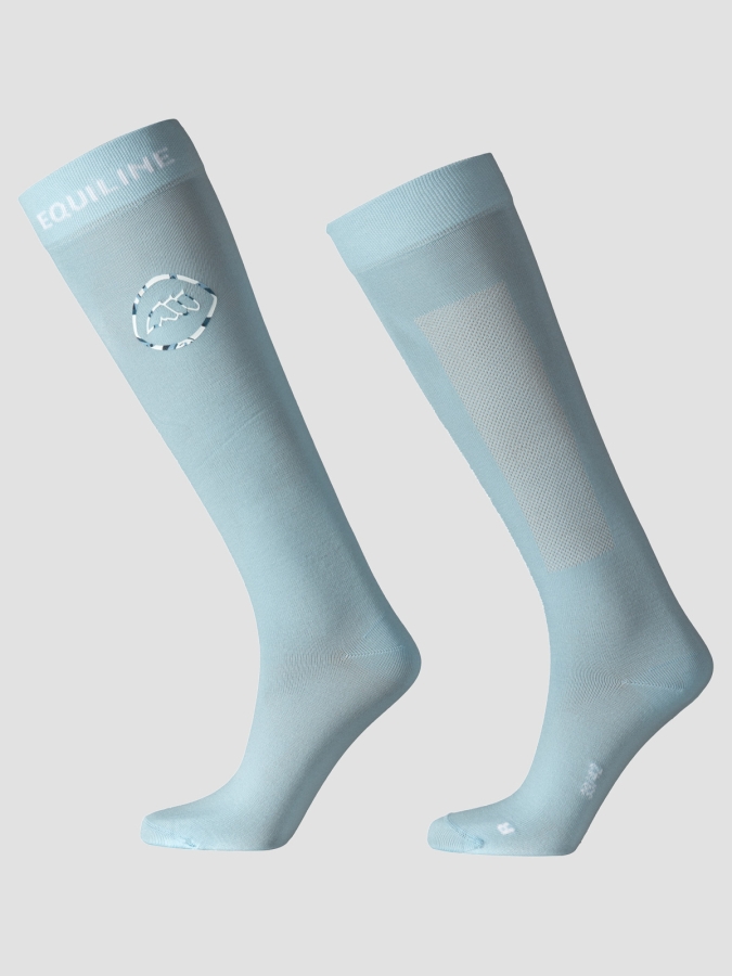 Women’s light blue socks with printed logo