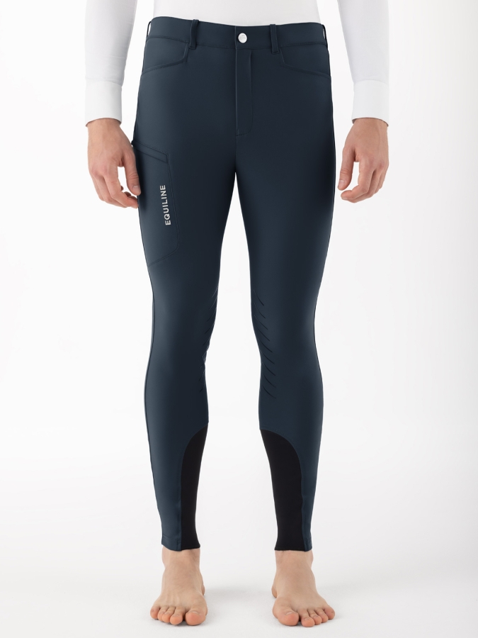 Pantalone knee grip blu con tasca porta telefono da uomo