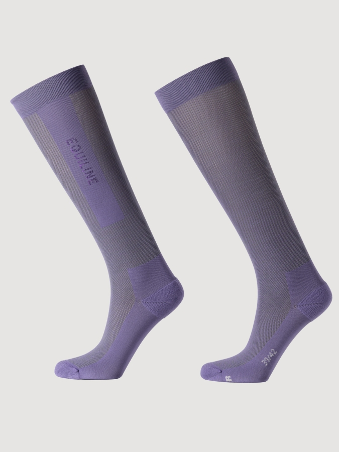 Calzini aubergine con logo jaquard in verticale da donna