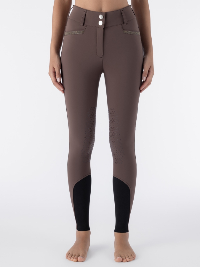 CRYSTALEK - Women's High Waist Knee Grip Riding Breeches in Brown