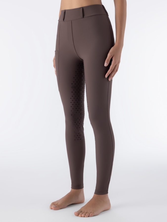 Leggings da equitazione donna Full Grip marroni