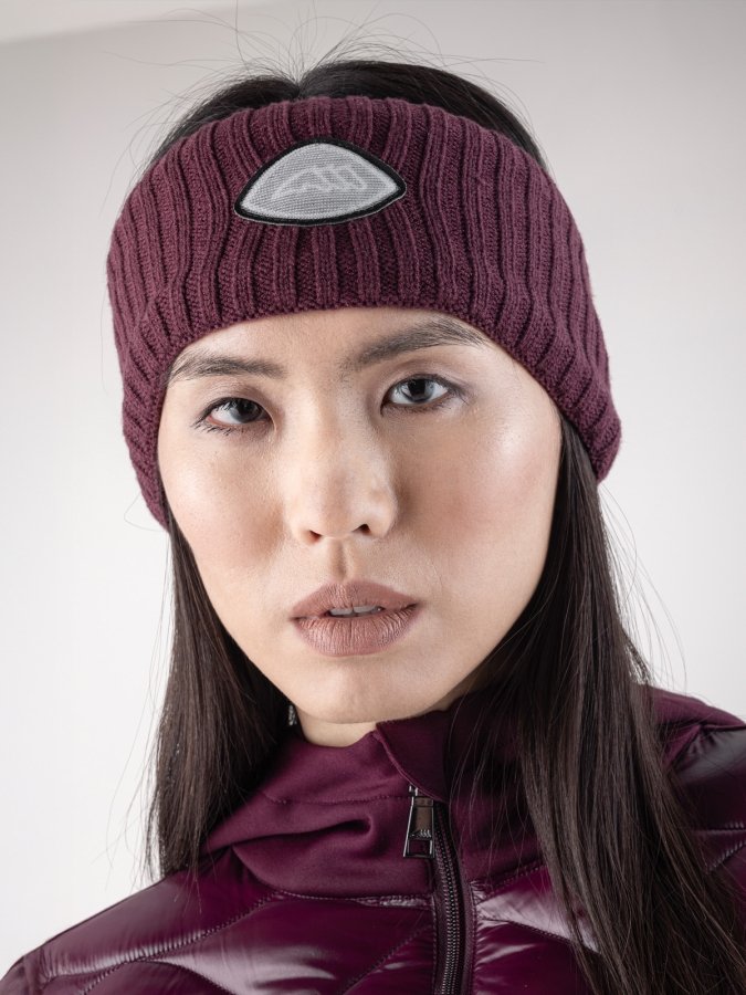 Fascia amaranto con patch logo in paillettes da donna