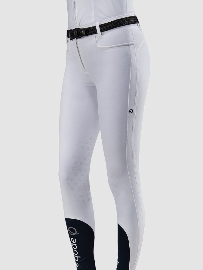 Pantalone donna bianco con grip ginocchio