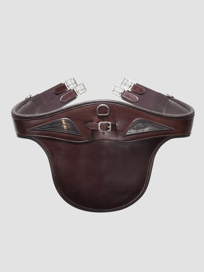 Leather stud guard girth   brown