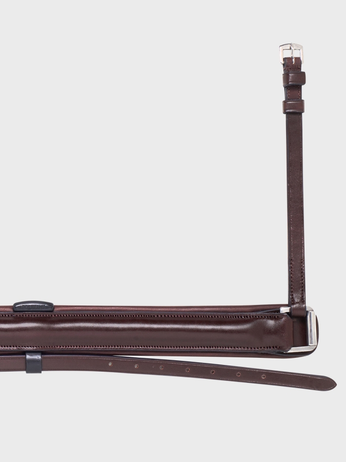 Brown matching lined crank noseband with removable rubber insert loop